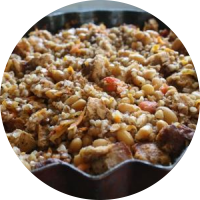 Рецепт: Гречка с соевым мясом и фасолью в аэрогриле