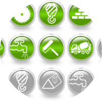 Набор зеленых иконок для сайта строительной тематики